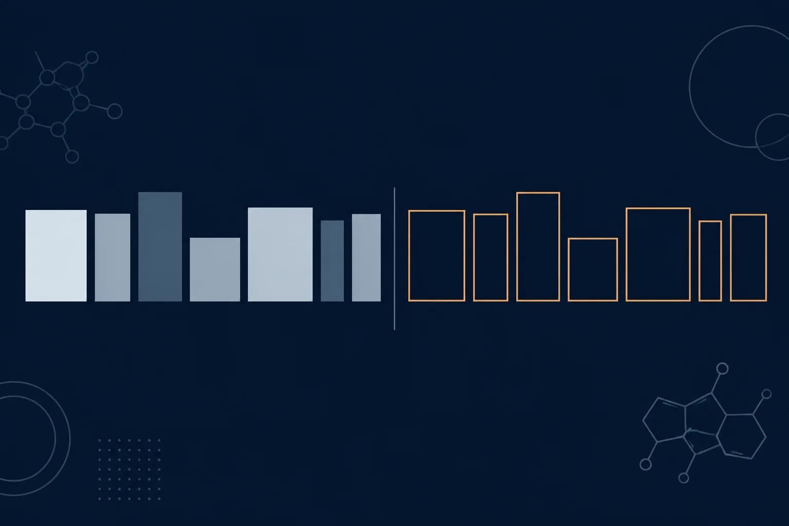 Abstract illustration of a horizontal band of neutral blocks with a single vertical rule dividing it, the blocks on one side outlined in a warm accent.