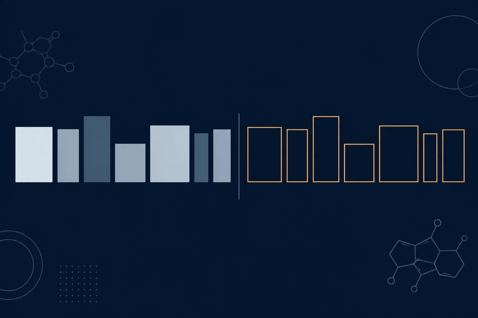 Abstract illustration of a horizontal band of neutral blocks with a single vertical rule dividing it, the blocks on one side outlined in a warm accent.