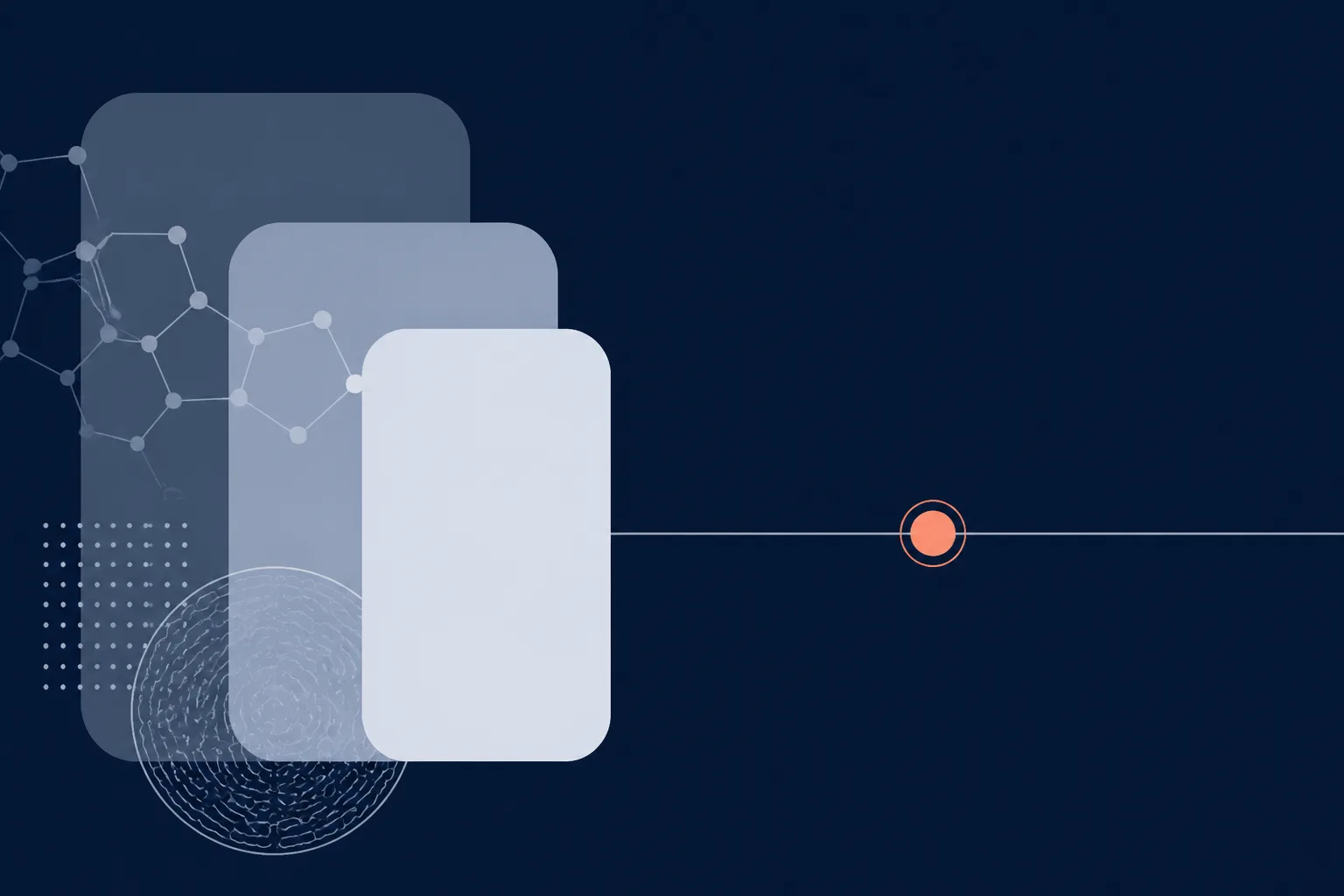 Abstract illustration of three nested rectangles, one inside another, beside a simple postal route line with a single checkpoint marker.
